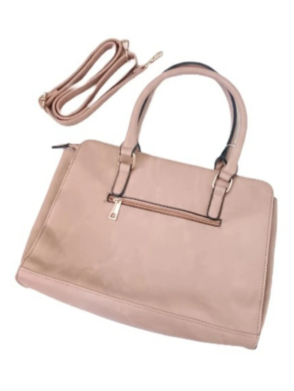 Faux Leather Large Camel Satchel Shoulder Bag | Patchwork